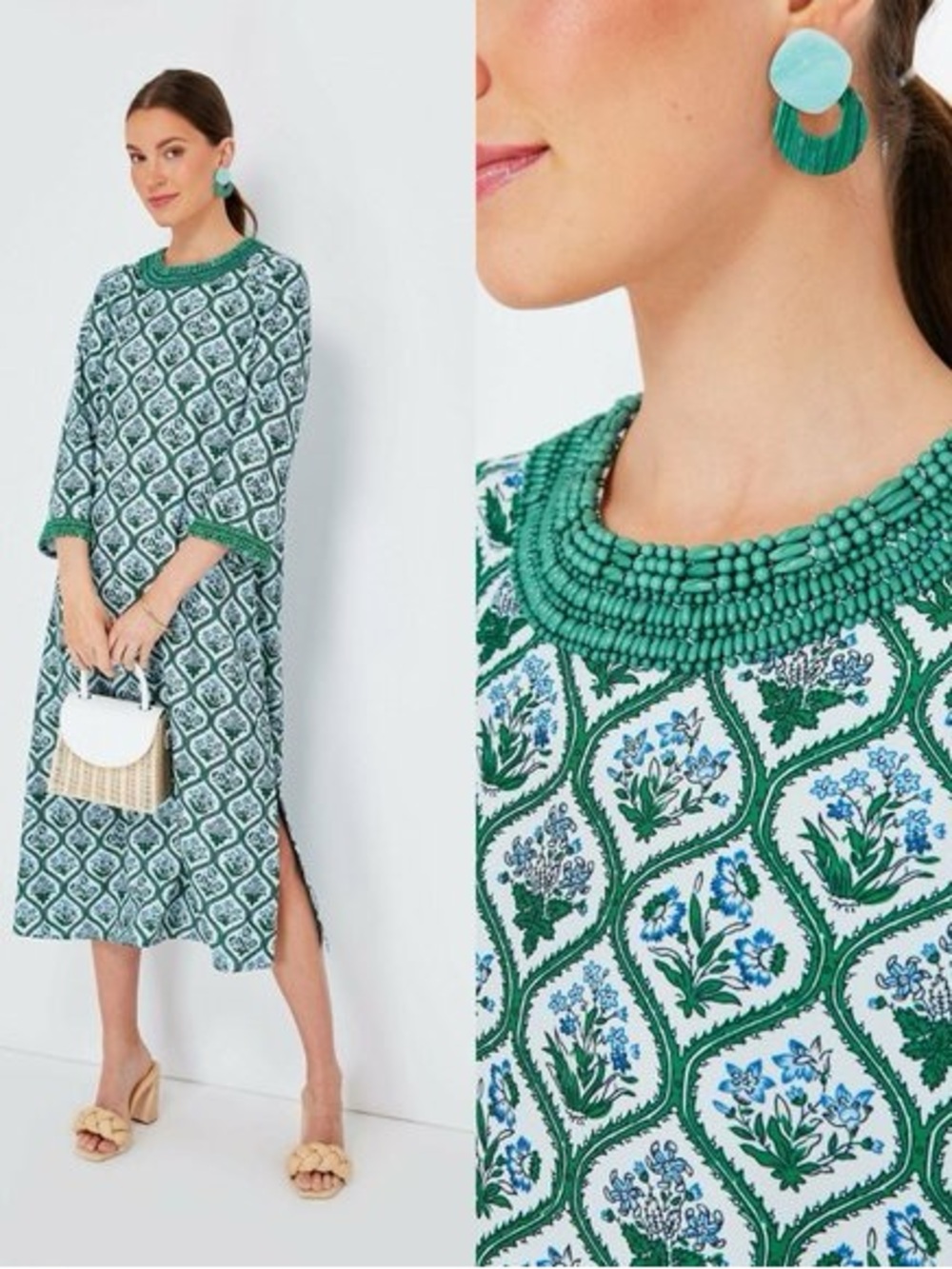 Tuckernuck beaded Jamie dress bouquet floral blue green xl